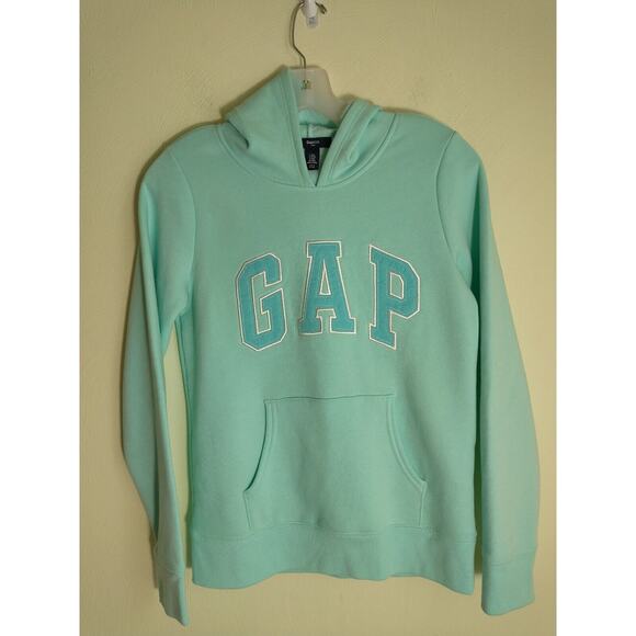 Gap kids Hooded Sweatshirt Youth Girls Sz XXL Blue Fleece Pullover Logo Pocket - Picture 9 of 10